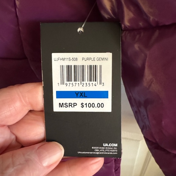 NWT Under Armour Kids' Vibrant Purple (fully lined) Hooded Puffer Jacket YXL - Picture 6 of 7